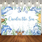 Aperturee - Oneder The Sea Blue Animals 1st Birthday Backdrop